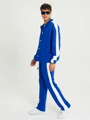 Produktbild von Ossy Homer Jogger Set Stripe mit Streifen Jacke Hose Jogginganzug Unisex Baumwolle S Blau
