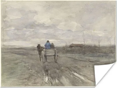 Produktbild von MuchoWow® Poster Bauernkarren auf einer Landstraße - Gemälde von Anton Mauve 120x90 cm - Wandbild