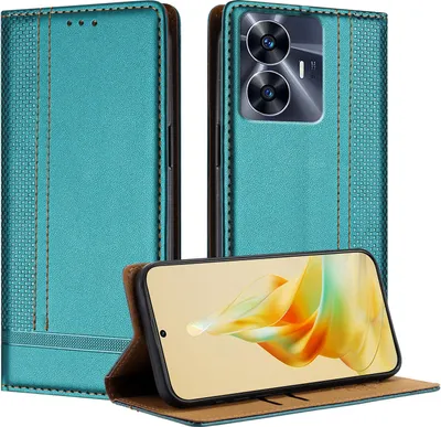 Produktbild von Handyhülle für Realme C55 4G Leder Flip Klappbare Schutzhülle mit Standfunktion Grün