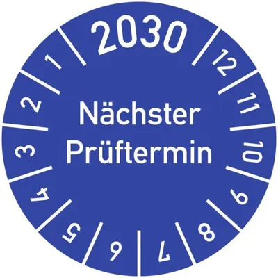 Produktbild von Dreifke® Prüfplakette 2030 Nächster Prüftermin, Dokumentenfolie, Ø 15 mm, 10 ...
