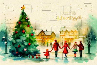 Produktbild von Advent Grußkarte mit Umschlag - Adventskalenderkarte Green Line