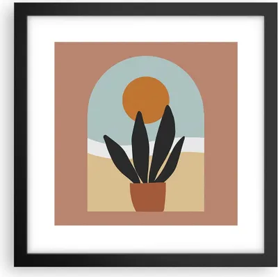 Produktbild von Gerahmtes Poster - Schwarzer Rahmen - Minimalistisch Fenster Blume - 30x30 cm - Wand Bild - Wanddeko - Wandbilder - Kunstposter - Wandposter - Bilderrahmen - Bilder - Kunstdruck - P2BAC30x30-4473