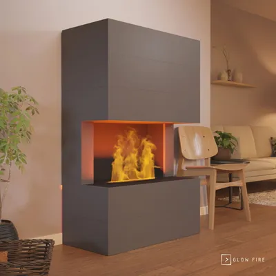 Produktbild von GLOW FIRE Elektrokamin 'Tucholsky 3-sided ' | Wasserdampf Kamin mit OMC 500 ohne Holz in schwarz| HxBxT: 140x90x45 cm