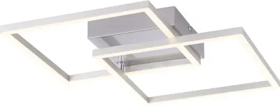 A modern LED ceiling lamp with intersecting square frames, presented against a white background.