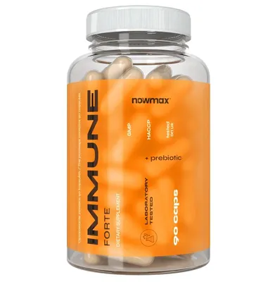 Produktbild von nowmax® Immune Forte + Prebiotic – Vitamin C, D3, Zink & Inulin, 60 Kapseln