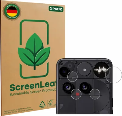 Produktbild von 2x ScreenLeaf Schutzfolie für Nothing Phone (3) (NUR Kameraschutz) nachhaltiger Displayschutz Display Schutz Folie Klar Transparent