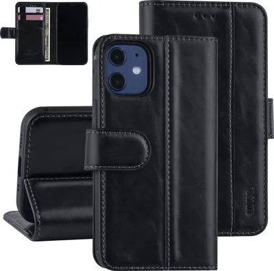 Immagine prodotto di Custodia a libro nera per Apple iPhone 12 Mini - Finto cuoio