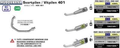 Produktbild von ARROW gp2 ciemny tłumik wsuwany do Husqvarna Svartpilen / vitpilen 401