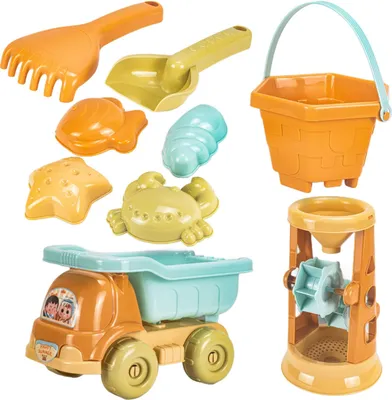 Produktbild von Strandspielzeugset für Kinder - 9 Teile - Sandkübel - Schaufel - Sandkastenset - Spielzeug - ideales Geschenk