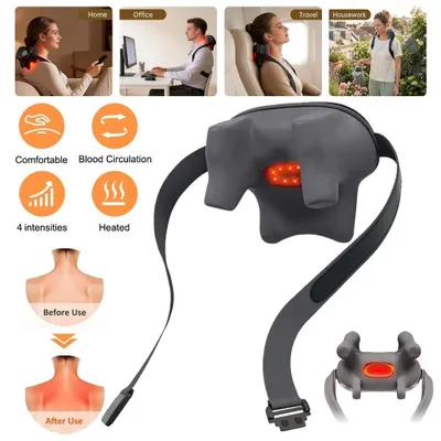 Produktbild von Shiatsu-Nackenmassagegerät mit Wärme, 5 Massageprogrammen, 3 Intensitätsstufen und 2000 mAh Akku, für Nacken, Schultern und Rücken