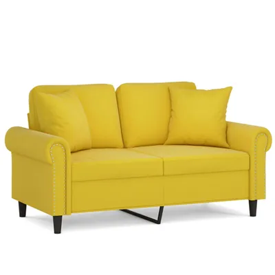 Produktbild von 2-Sitzer-Sofa mit Zierkissen Gelb 120 cm Samt