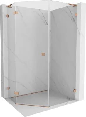 Obrázok produktu pre Mexen Lunar L päťuholníkový sprchový kút s ľavými dverami 80 x 100 cm, transparentný, brúsená meď - 831L-080L-100P-65-00-L