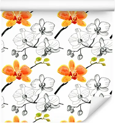 Zdjęcie produktu dla Tapeta Dekoracja Ścienna idealna do salonu kwiaty storczyki orchidea natura z modnym efektem 3D