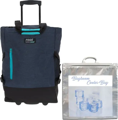 Produktbild von Einkaufstrolley unisex Trolley Punta Wheel Einkaufsroller Einkaufswagen Shoppingtrolley Shopper Einkaufskorb mit Rollen und Gurten Trolly 10183 5000 TT Blue Blau Dunkelblau  + Bagboom Thermo TK Tasche
