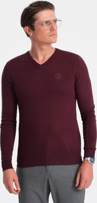 Produktbild von Ombre Klassischer Eleganter Herrenpullover mit V-Ausschnitt burgundy XL