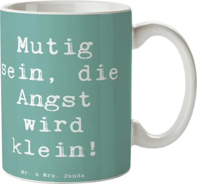 Produktbild von Mr. & Mrs. Panda Kaffeetasse Spruch Angst überwinden - Meeresbrise - Geschenk, Trost, Becher, Kaffeebecher, Geschenkideen, Mutmacher, Zuversicht, Stärke, Tasse, Vertrauem