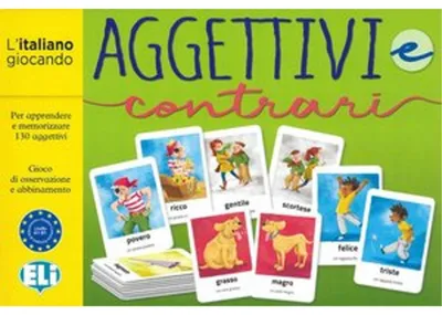Obrázok produktu pre Aggettivi e contrari Kartenspiel zum Lernen von 130 Adjektiven und Gegensätzen für Schüler