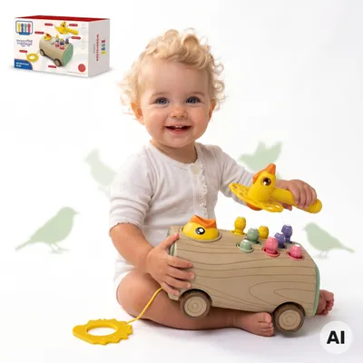 Imagen del producto de Woopie Arcade Game Woodpecker Bug Hammer 3 en 1, extractor de cochecito para bebés