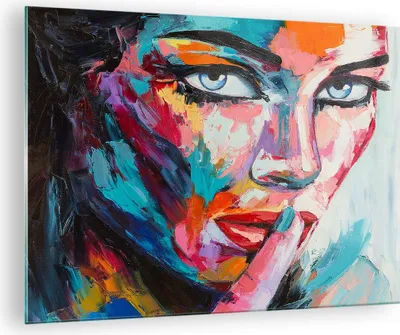 Produktbild von Bilder auf glas - Mädchen Gesicht - 70x50cm - Glasbilder - Wandbilder - Kunstdruck - zum Aufhängen bereit - Wanddekoration aus Glas - Glas Bilder - Wandbild auf Glas - Einteilig - GAA70x50-3444