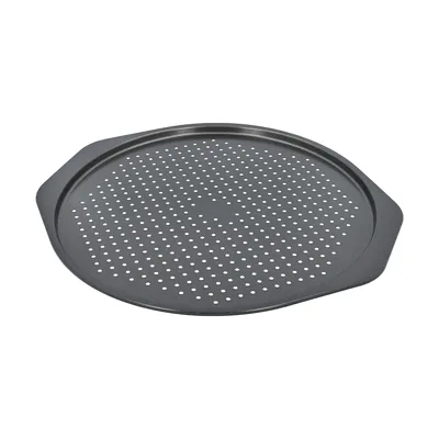 Produktbild von BIRKMANN Flammkuchenblech, Ø 32 cm, Antihaftbeschichtung, Perforiert, mit Griffflächen und Rezept, 21