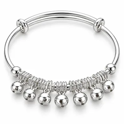 Productafbeelding van Verstelbare zilveren armband met belletje – BRACEBELL