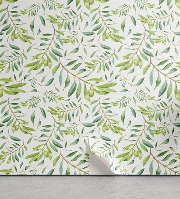 Produktbild von ABAKUHAUS Grünes Blatt abziehbare & klebbare Tapete für Zuhause, Olivenbaum, selbstklebendes Wohnzimmer Küchenakzent, 33 cm x 90 cm, Avocadogrün