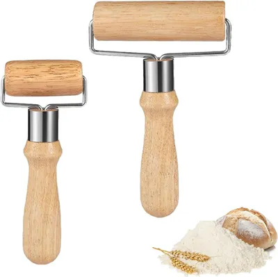 Produktbild von Nudelholz Set 2 Stück, Holz Klein und Mittel, für Pizza, Desserts, Teigtaschen, Küchenzubehör