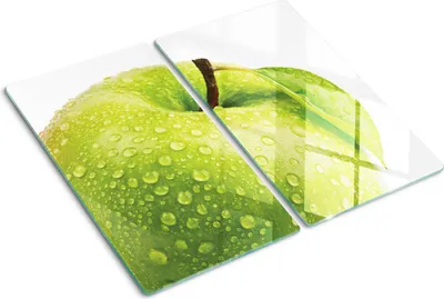 Obrázok produktu pre Sklenená ochranná doska – Kryt varnej dosky – Kryt na indukčnú dosku – 2x30x52 cm – Rýchle čistenie – Tvrdené sklo – Zelené jablko