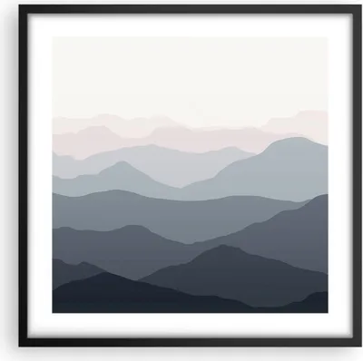 Produktbild von Gerahmtes Poster - Schwarzer Rahmen - Berge Grafiken Buntstift - 50x50 cm - Wand Bild - Wanddeko - Wandbilder - Kunstposter - Wandposter - Bilderrahmen - Bilder - Kunstdruck - P2BAC50x50-4389