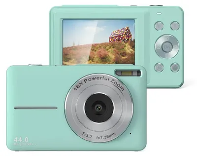 Obrázok produktu pre Digitálny fotoaparát – kompaktný fotoaparát – 44 MP – 1080p Full HD – 6,1 cm LCD displej – 16-násobný digitálny zoom – pre deti – svetlozelený