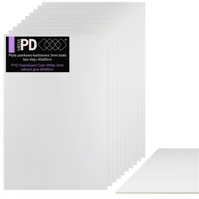 Produktbild von PVC Leichtschaumplatte Weiß 40x60 cm 3mm Foamboard 10 Stück Set Schaumstoffplatte Architekturpappe Modellbau