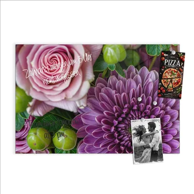 Produktbild von Magnettafel 60x40cm Pinnwand Whiteboard beschreibbar - Blumenarrangement