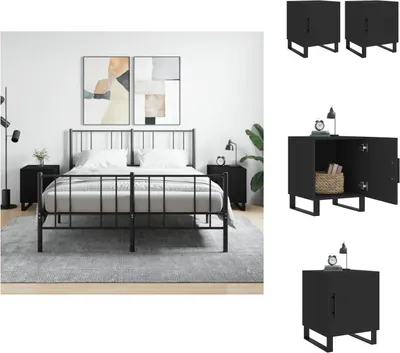 Produktbild von vidaXL Nachttische 2 Stk. Schwarz 40x40x50 cm Holzwerkstoff -  Nachttische