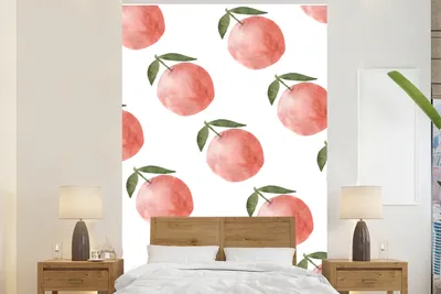 Produktbild von MuchoWow® Fototapete für Wohnzimmer oder Schlafzimmer Wandtapete Vinyl Motivtapete Obst - Äpfel - Weiß - 225x350 cm - Schlafzimmer tapete