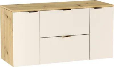 Obrázok produktu pre WENA Skrinka pod umývadlo 120 cm, rovné čelo, kovové úchyty v zlatej farbe (farba: kašmír/dub)