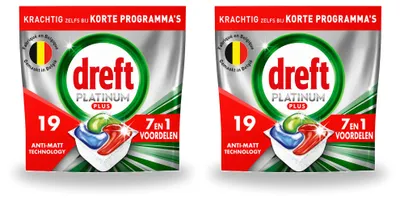 Produktbild von 2 x Dreft Platinum Plus All-in-One Geschirrspültabs - Vorteilspackung - 2 Stücke