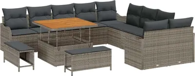 Immagine prodotto di vidaXL Set di divani da giardino 13 pezzi in polirattan grigio