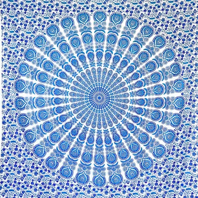 Zdjęcie produktu dla Dekoracja ścienna mandala - Tapiseria ścienna - 210 x 230 cm - Biało-niebieski - Duży format