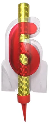 Produktbild von Rote Zahlen-Eisfontäne Nummer 6 - 12 cm für Geburtstage - Einheitsgröße