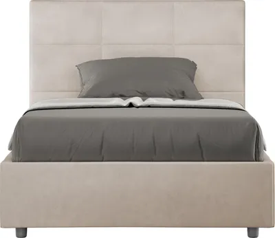Produktbild von ITYHOME - Gepolstertes Bett mit Bettkasten 120x190 mit Mikrofaserbezug Sandfarbe Mika