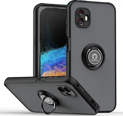 Image de Étui pour Samsung Galaxy Xcover6 Pro étui TPU translucide mat avec porte-anneau et support Noir