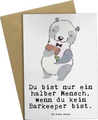 Produktbild von Mr. & Mrs. Panda Grußkarte Barkeeper Herz - Weiß - Geschenk, einladungskarten, Bartender, Ausbildung, Grußkarten, weihnachtskarten, Kurs, valentinstagskarte