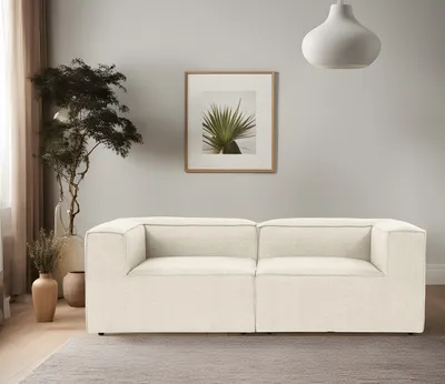 Produktbild von Hanah Home, Fora 2 - Ecru, 2-Sitzer-Sofa, 100 % Hainbuche, Ekru, 214 x 105 x 66 cm