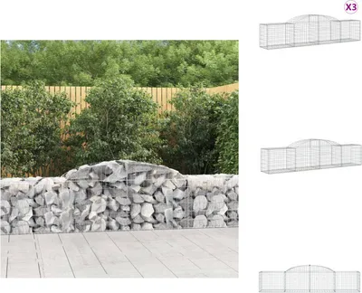 Produktbild von vidaXL Gabionen mit Hochbogen 3 Stk. 300x50x60/80 cm Verzinktes Eisen -  Blumentöpfe & Pflanzgefäße