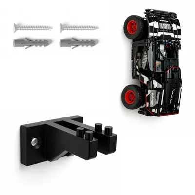 Produktbild von YUOM. Wandhalterung für LEGO Technic 42160 Audi RS e-tron – Wandregal – inkl. Schrauben & Dübel – Schwarz