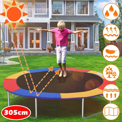 Image de EINFEBEN Couverture de rebord de trampoline Accessoires pour trampoline 28cm de large305cm 100% UV-résistant à la déchirure Couverture de ressort Protection de rebord 10FT -couleur