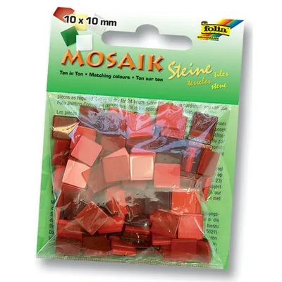 Immagine prodotto di Pietre di mosaico Folia, 10x10mm, 190 pezzi, resina sintetica, miscela tono su tono, rosso