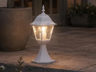 Produktbild von LED Sockelleuchte, Gartenlaterne 39cm Terrassenbeleuchtung Wegbeleuchtung, Weiß