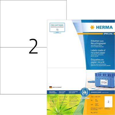 Produktbild von HERMA 10737, Weiß, Selbstklebendes Druckeretikett, Gestanztes Etikett, Papier, Laser/Inkjet, Entfernbar