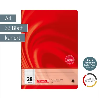 Produktbild von Brunnen Schulheft Vivendi Lineatur 28 kariert DIN A4 Innen- und Außenrand, 32 Blatt